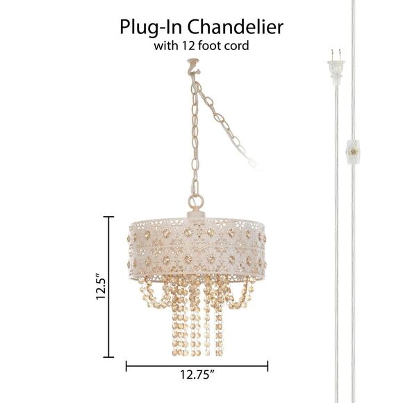 Wedgeworth Champaign Jewels W/ White Punched Metal Drum Pendant Lamp 12.75" Wide - Picture 3 of 14
